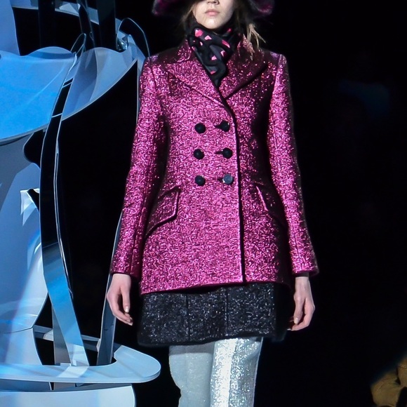 MARC JACOBS Metallic Pink Boucle Silk Wool Jacket - Picture 3 of 10